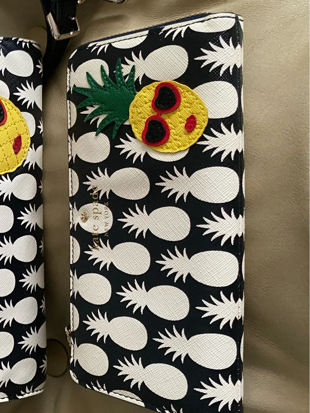 RARE Kate Spade Pineapple Print Wallet Aloha Hawaii Applique NO BAG